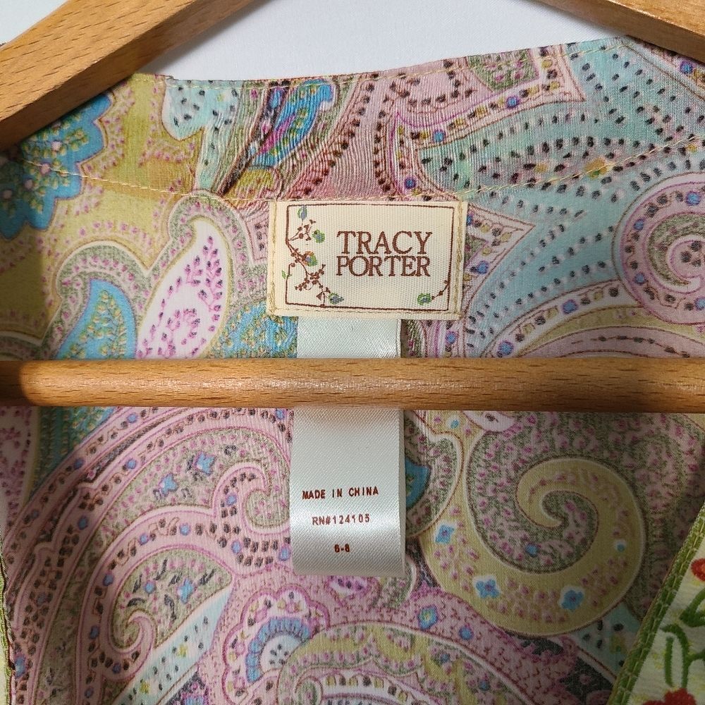Tracy Porter Sheer Drop Waist Boho Paisley Dress sz 6-8 - Picture 3 of 4